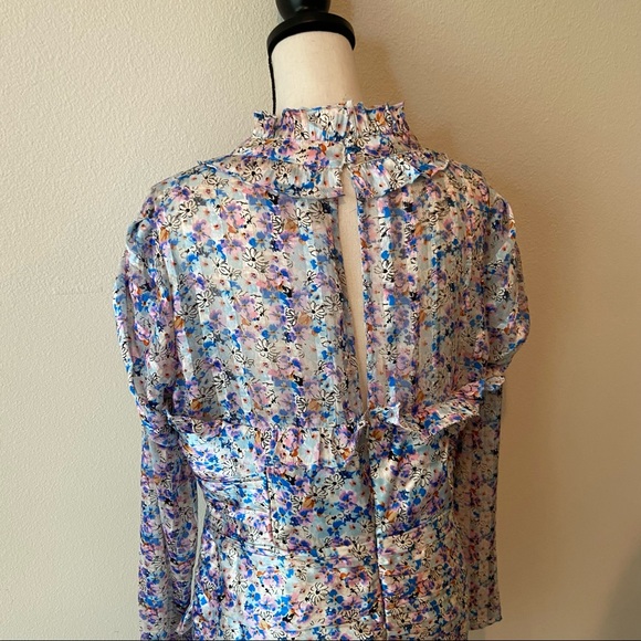 ASOS Design Floral Cupped Tie Neck Structured Ruched Mini - Picture 9 of 12